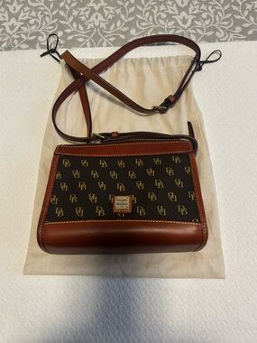 Dooney & Bourke Brown and Black Logo Crossbody Messenger